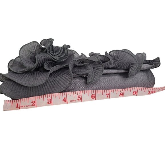 Women's Grey Ruffle Floral Pleated Convertible Clutch Satin Evening Sling Bag - Picture 7 of 8